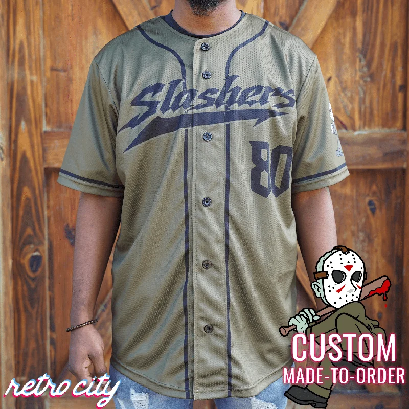 Football Jersey With Quick-Dry Technology-Basketball Jersey With Quick-Dry Technology-Baseball Jersey With Abstract Patterns-Jason Slasher Series Full-Button Baseball Jersey