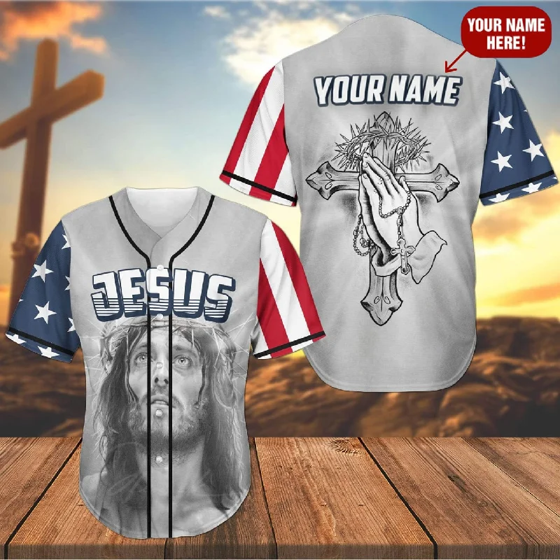 Football Jersey With Eco-Friendly Material-Basketball Jersey With Eco-Friendly Material-Baseball Jersey With Fade Effect-Cross, Christ, Pray Baseball Jersey - The Savior Custom Baseball Jersey Shirt For Men Women