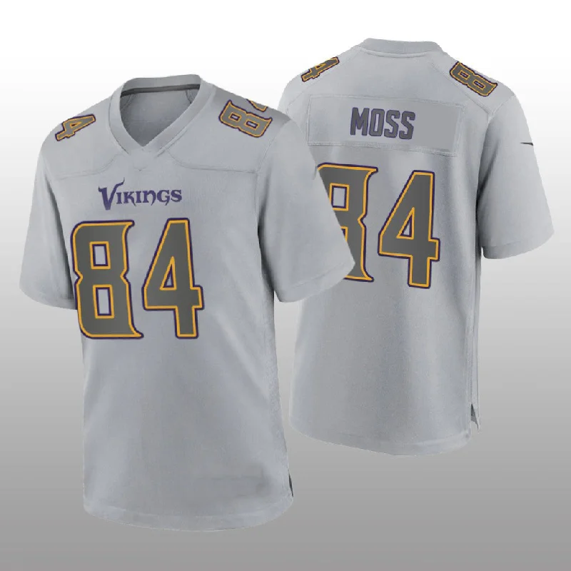 Rugby Jersey With Sweatproof Tech-MN.Vikings #84 Randy Moss Gray Atmosphere Game Retired Player Jersey Stitched American Football Jerseys