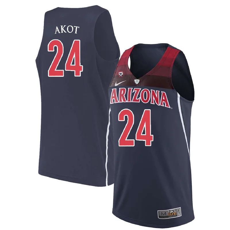 Basketball Jersey For Special Occasions-Arizona Wildcats 24 Emmanuel Akot Navy College Basketball Basketball Jersey