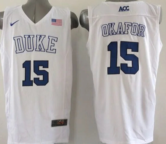 Basketball Jersey For Preseason Training-Duke Blue Devils 15 Okafor White Basketball Jersey