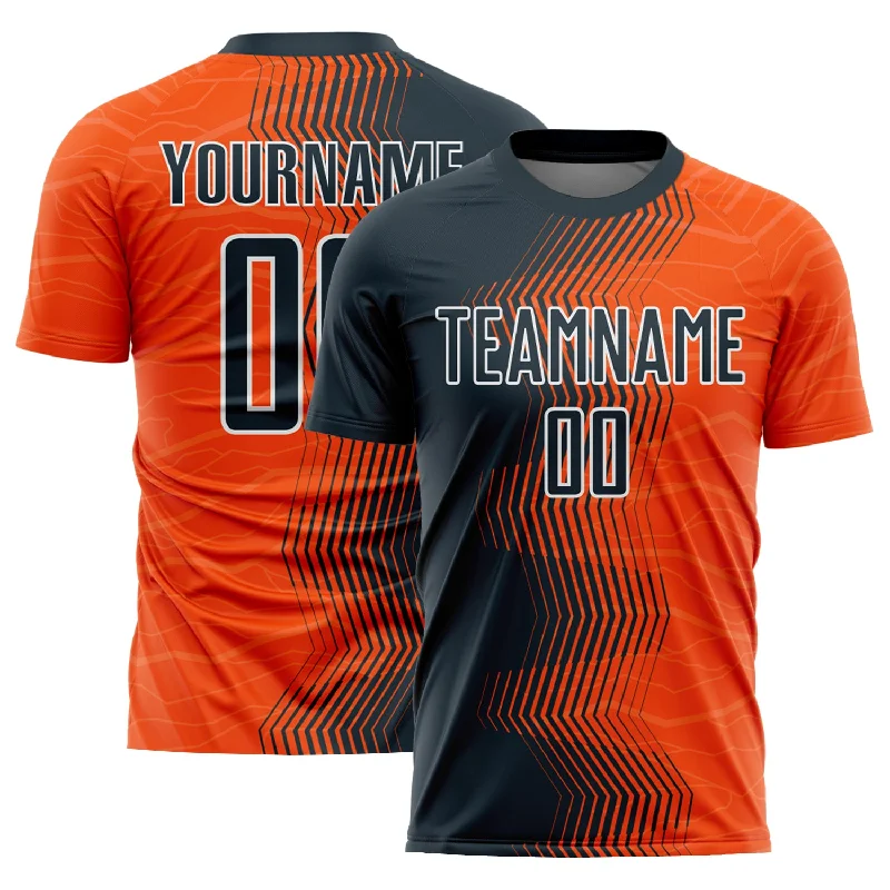 Football Jersey For Practice-Custom Orange Navy-White Gradient Arrow Sublimation Soccer Uniform Jersey