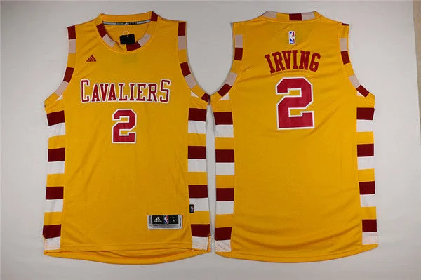 Basketball Jersey With Large Color Blocks-Cavaliers 2 Kyrie Irving Yellow Swingman Basketball Jersey