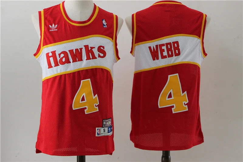 Basketball Jersey For Intense Action-Hawks 4 Spud Webb Red Hardwood Classics Basketball Jersey