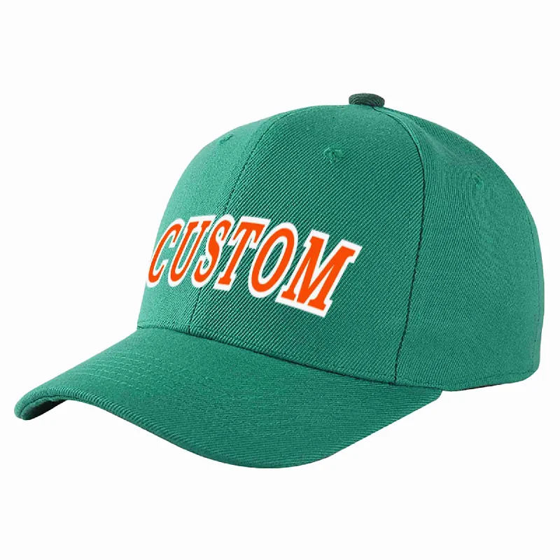 Baseball Cap For Engineers-Custom Light Green Orange-White Curved Eaves Sport Baseball Cap Design for Men/Women/Youth