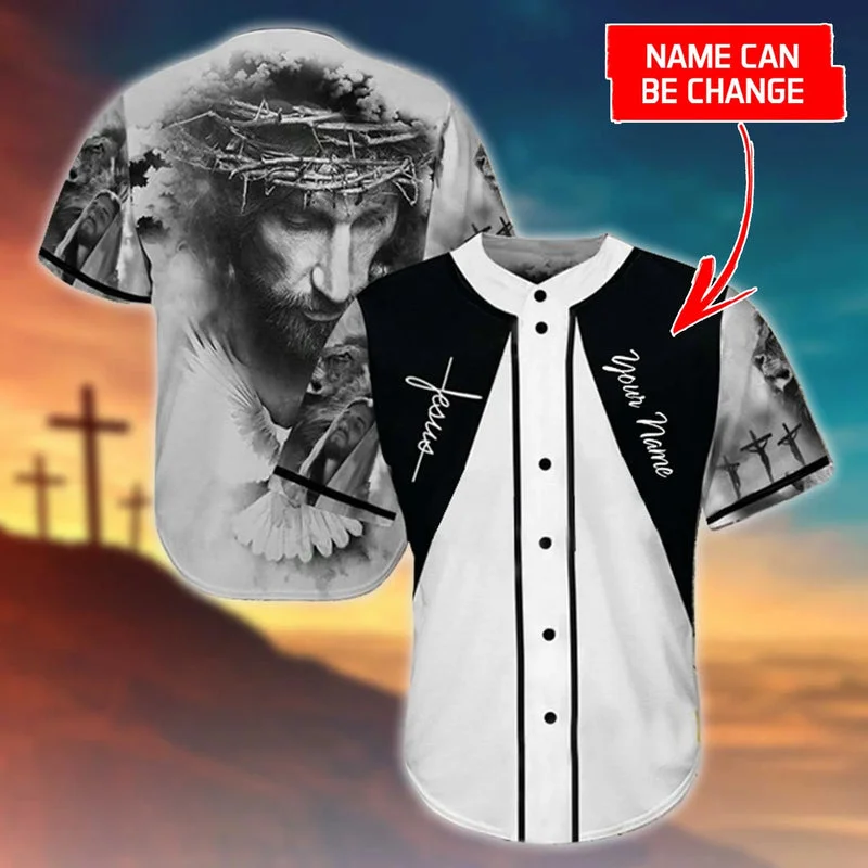 Vintage Football Jersey-Vintage Basketball Jersey-Vintage Baseball Jersey-Cross, God, Dove Baseball Jersey - Jesus Custom Printed Baseball Jersey Shirt For Men Women