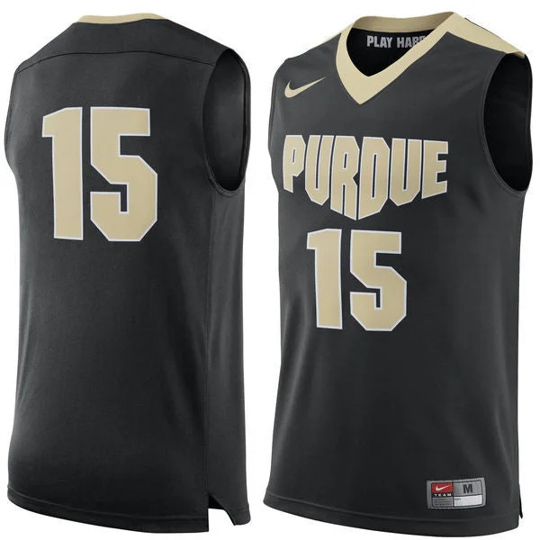 Basketball Jersey For Away Games-Purdue Boilermakers #15 Black Basketball College Basketball Jersey