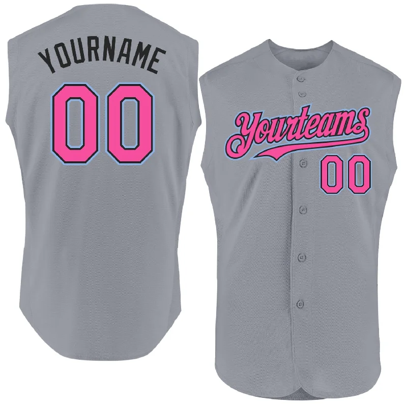 Training Football Jersey-Training Basketball Jersey-Moisture-Wicking Baseball Jersey-Custom Gray Pink Black-Light Blue Authentic Sleeveless Baseball Jersey