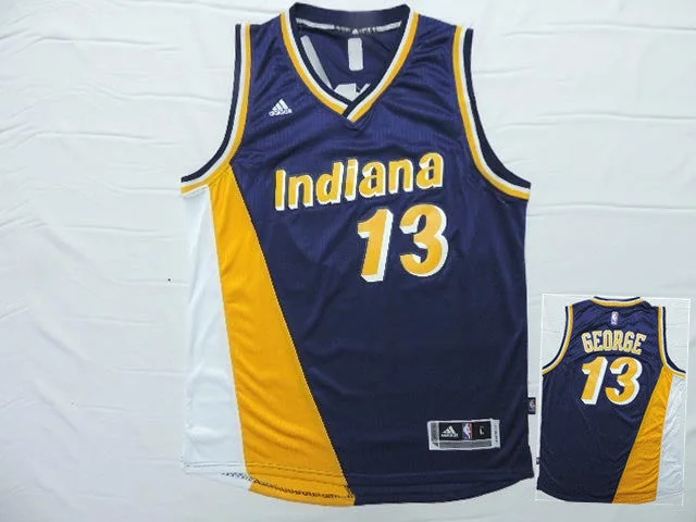 Basketball Jersey For Professional Players-Pacers 13 George Dark Blue New Revolution 30 Basketball Jersey