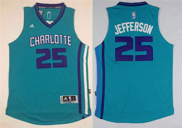 Basketball Jersey With Mesh Material-Hornets 25 Al Jefferson Teal Swingman Basketball Jersey