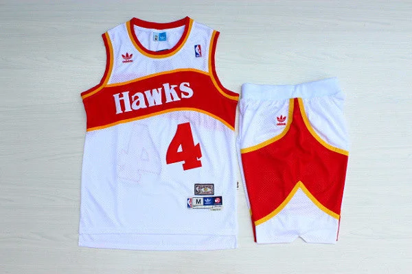 Basketball Jersey With Player Name-Hawks 4 Spud Webb White Hardwood Classics Basketball Jersey(With Shorts)