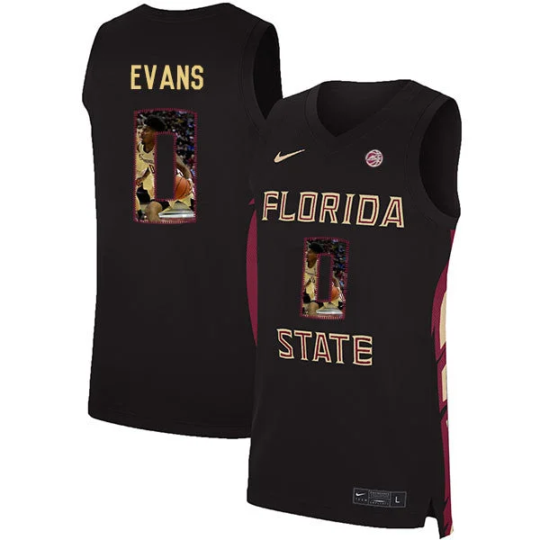 Basketball Jersey With Number-Florida State Seminoles 0 Rayquan Evans Black Basketball College Fashion Basketball Jersey