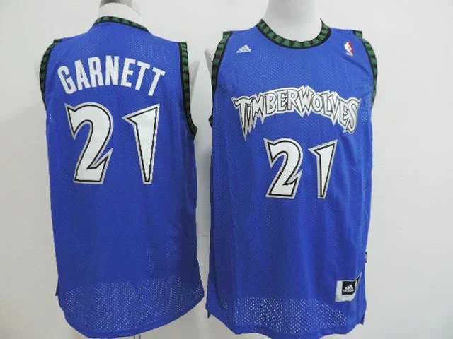 Basketball Jersey For Basketball Tournaments-Timberwolves 21 Garnett Blue Basketball Jerseys