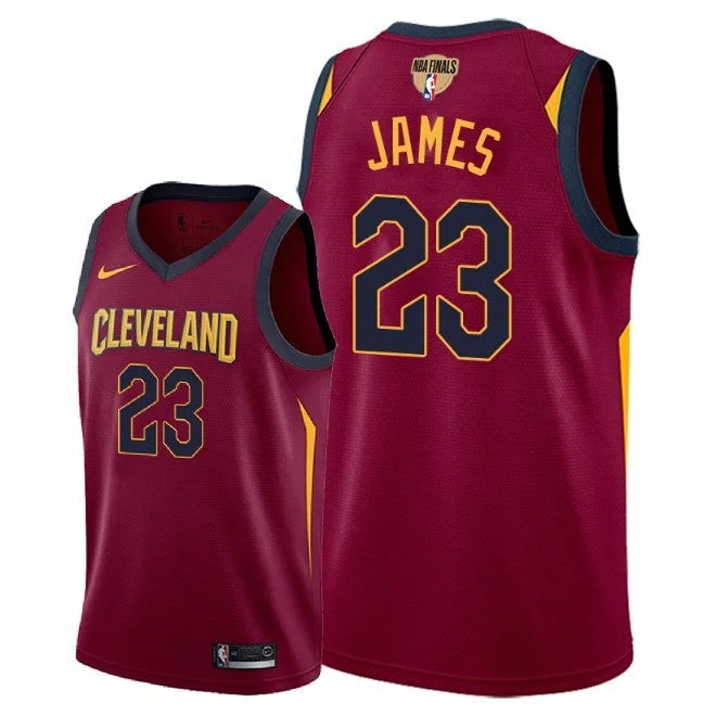 Unique Basketball Jersey-Cavaliers 23 Lebron James Red 2018 Finals Swingman Basketball Jersey