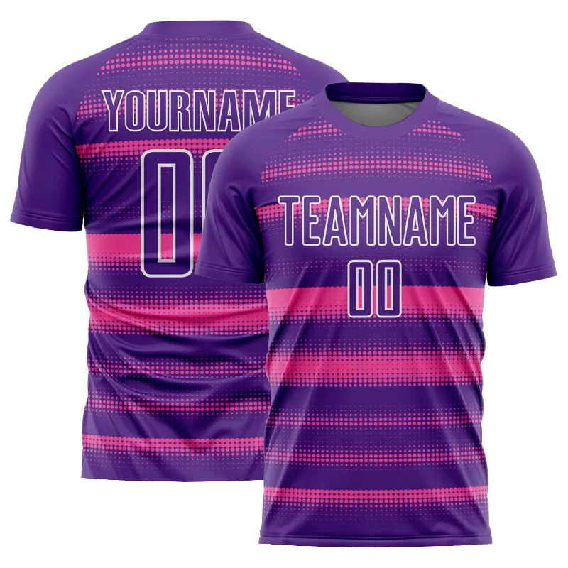 Football Jersey For School Events-Custom Purple Pink-White Halftone Dots Sublimation Soccer Uniform Jersey