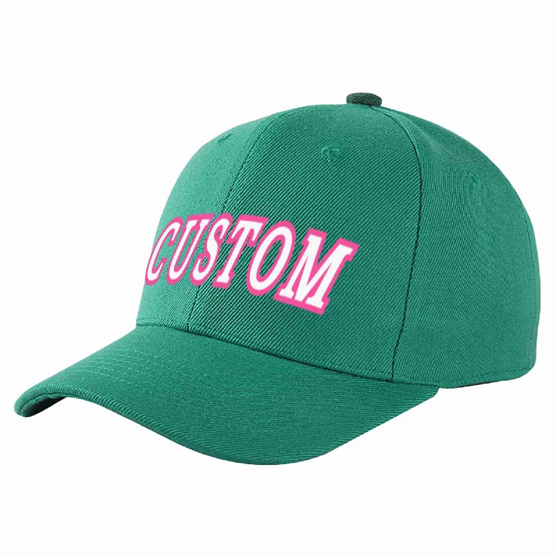 Baseball Cap For Gym Lovers-Custom Light Green White-Pink Curved Eaves Sport Baseball Cap Design for Men/Women/Youth