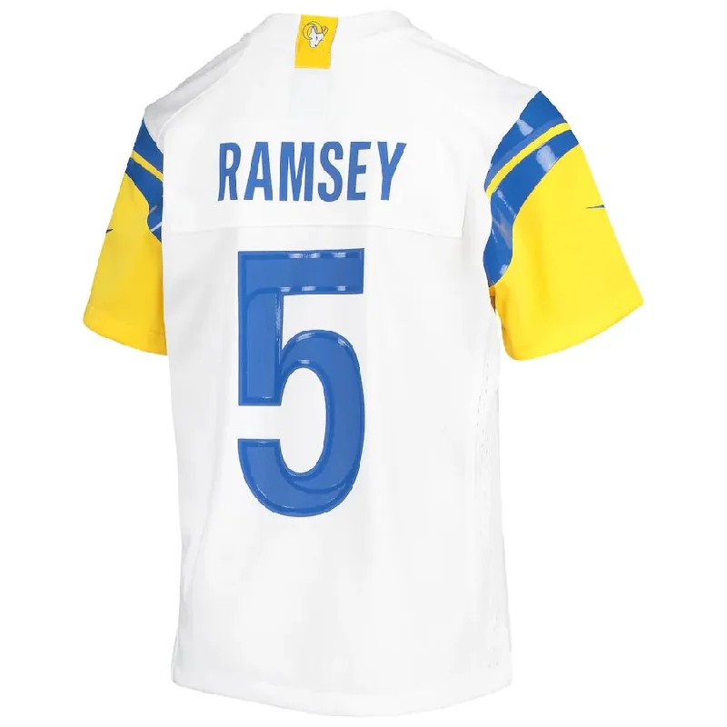 Rugby Jersey With Pique Fabric-LA.Rams #5 Jalen Ramsey White Game Jersey Stitched American Football Jerseys