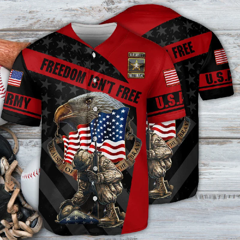 Football Jersey With Button Design-Basketball Jersey With Button Design-Baseball Jersey For College Teams-Veteran Freedom Isn't Free Never Forget Memory With Eagle Baseball Jersey