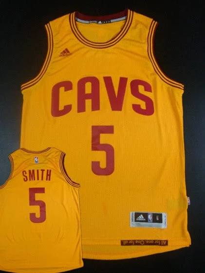 Basketball Jersey For International Teams-Cavaliers 5 J.R.Smith Yellow 2014-15 Hot Printed New Rev 30 Basketball Jersey