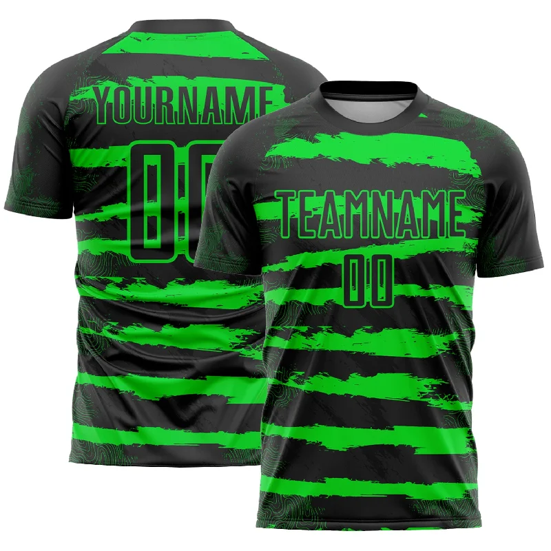 Football Jersey Shop-Custom Black Neon Green Sublimation Soccer Uniform Jersey