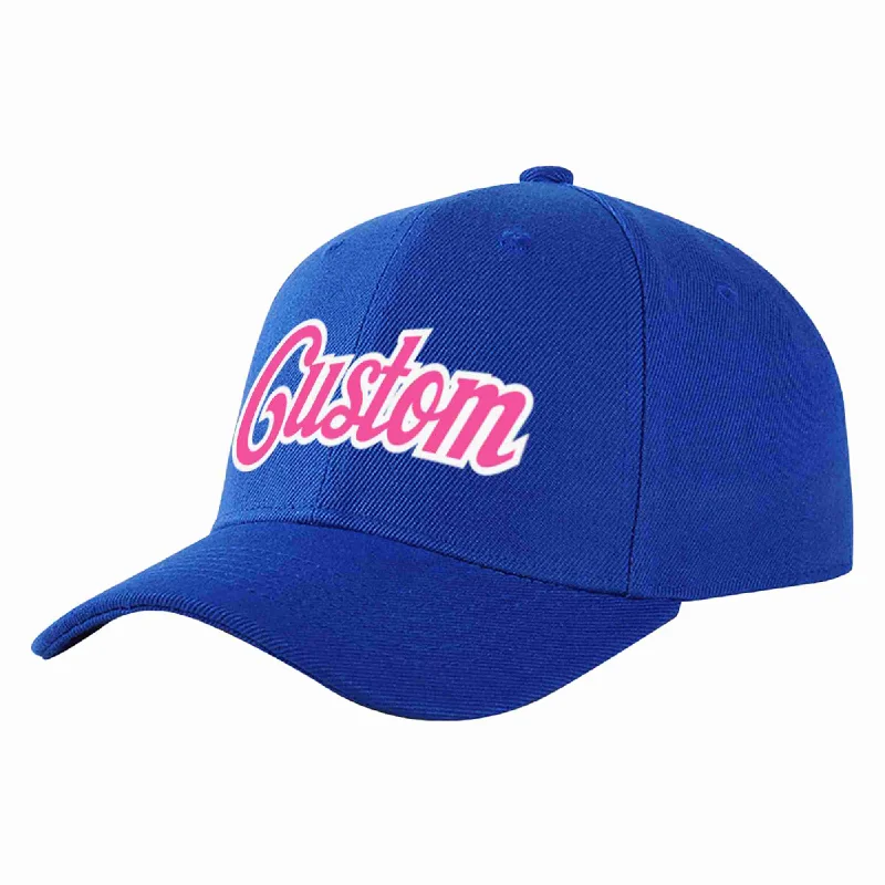 Golf Course Baseball Cap-Custom Royal Pink-White Curved Eaves Sport Baseball Cap Design for Men/Women/Youth