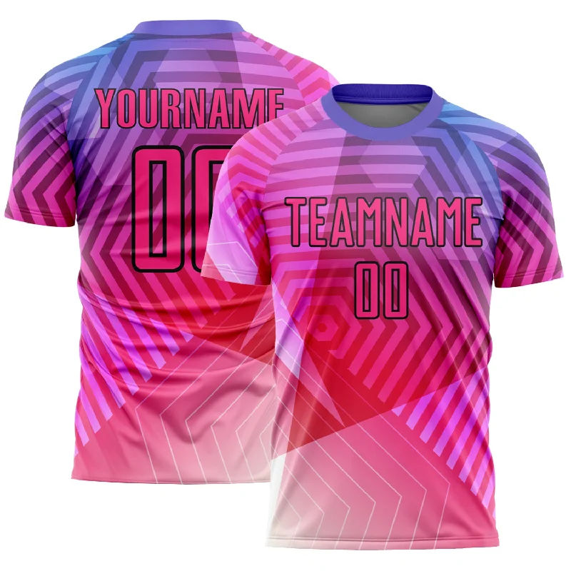 Custom Football Jersey Online-Custom Purple Pink-Black Geometric Shapes Sublimation Soccer Uniform Jersey