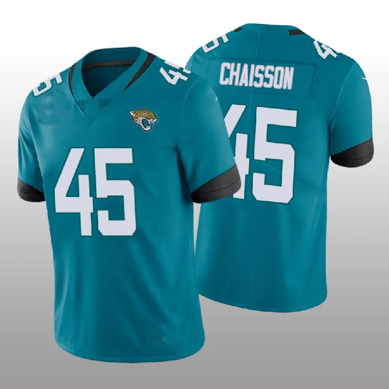 Rugby Jersey For University Teams-J.Jaguars #45 K'Lavon Chaisson 2022 London Games Teal Vapor Limited Jersey Stitched American Football Jerseys