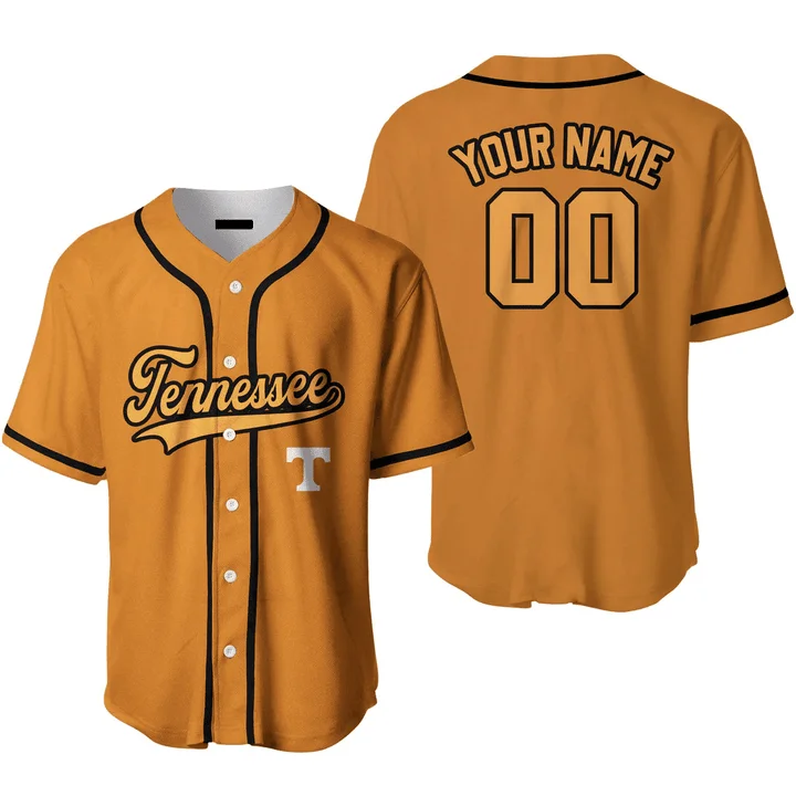 Football Jersey With 3D Design-Basketball Jersey With 3D Design-Baseball Jersey For Hip Hop Style-Custom Name Baseball Jerseys Tennessee Yellow Black, Idea Gift for Men & Women