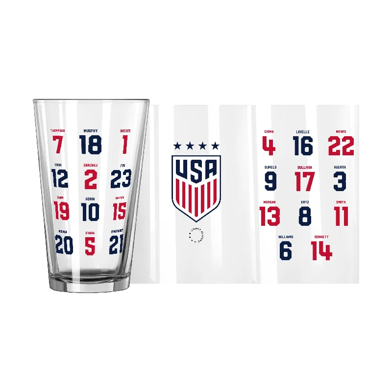 Team Mug For Stadiums-US Womens Soccer Roster 16oz Pint Glass