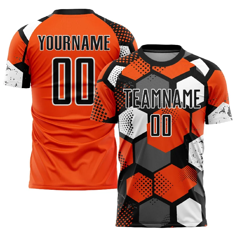 Football Jersey For Home Games-Custom Orange Black-White Sublimation Soccer Uniform Jersey