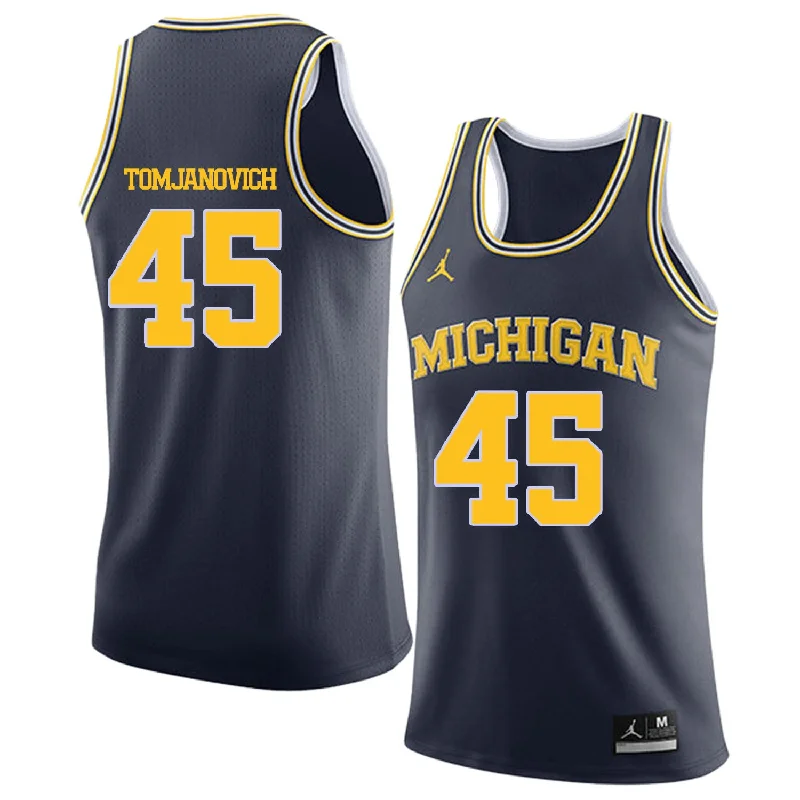 Basketball Jersey For Sports Teams-University of Michigan 45 Rudy Tomjanovich Navy College Basketball Basketball Jersey