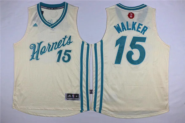 Basketball Jersey For Sportswear Collection-Hornets 15 Kemba Walker Cream 2015-16 Christmas Day Swingman Basketball Jersey