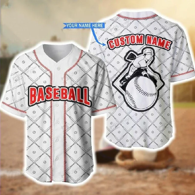 Football Jersey With Color Block Design-Basketball Jersey With Color Block Design-Baseball Jersey With Wild Pattern-Baseball Player White Personalized Baseball Jersey, Gift for Baseball Lover, Shirt for Men