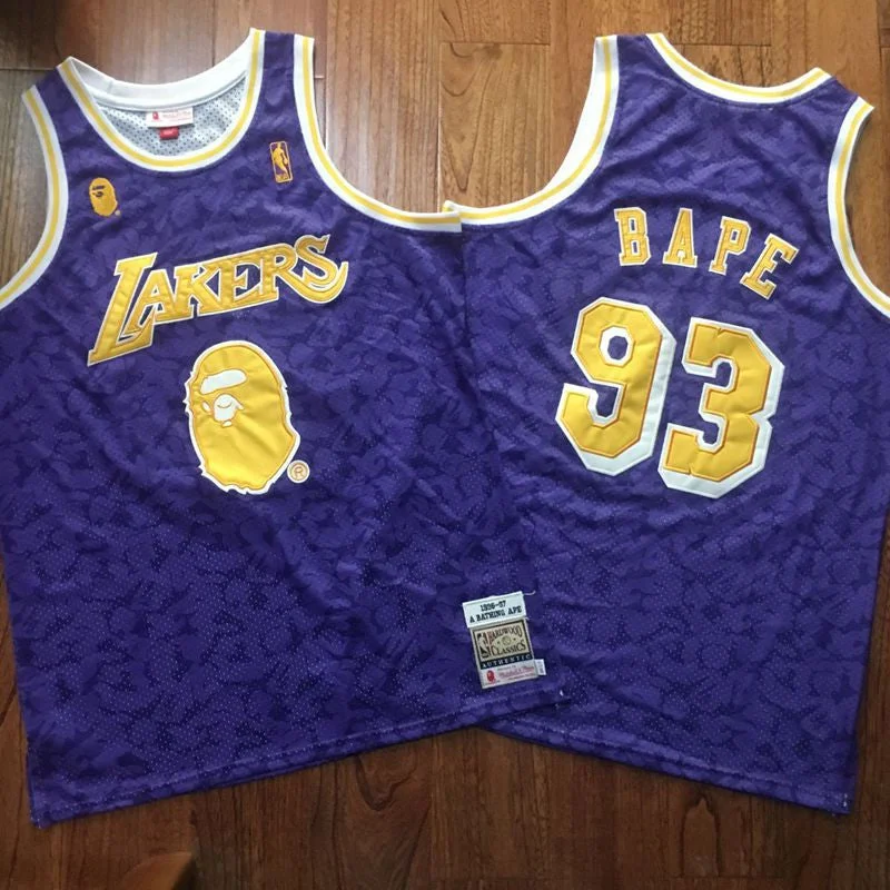 Basketball Jersey For Sports Events-Lakers 93 Bape Purple 1996-97 Hardwood Classics Basketball Jersey