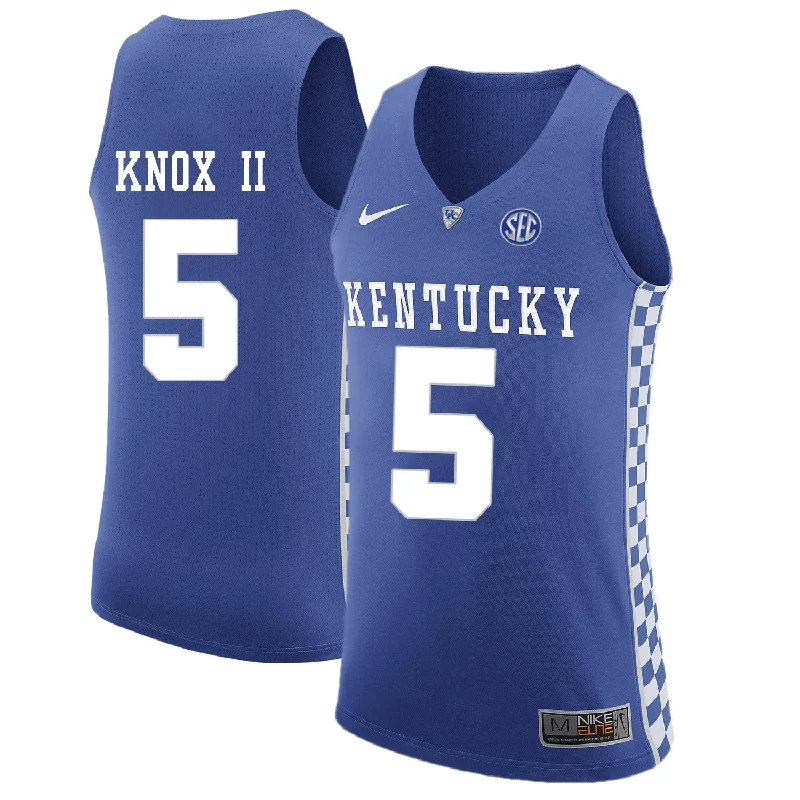 Basketball Jersey For Training-Kentucky Wildcats 5 Kevin Knox II Blue College Basketball Basketball Jersey