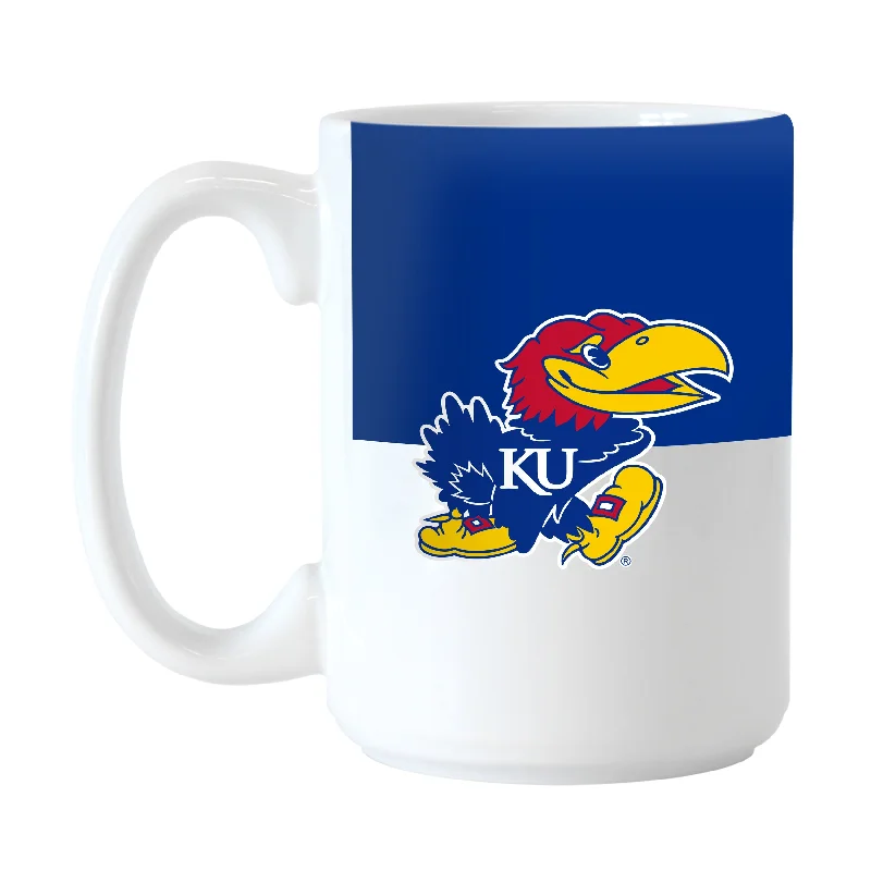 Microwave-Safe Team Mug-Kansas 15oz Colorblock Sublimated Mug