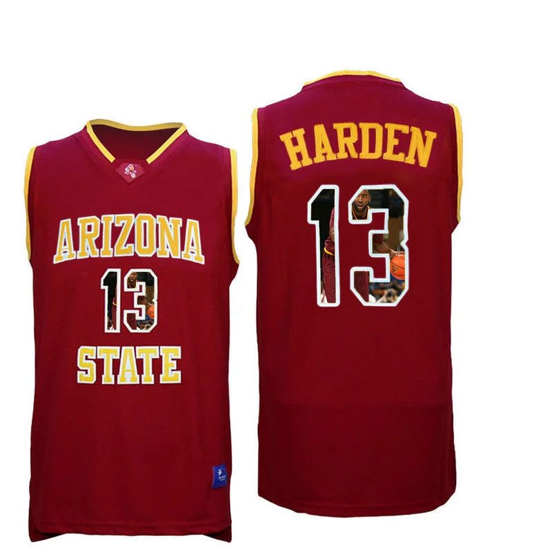 Basketball Jersey For Basketball Players-Arizona State Sun Devils 13 James Harden Red Team Logo Print College Basketball Basketball Jersey