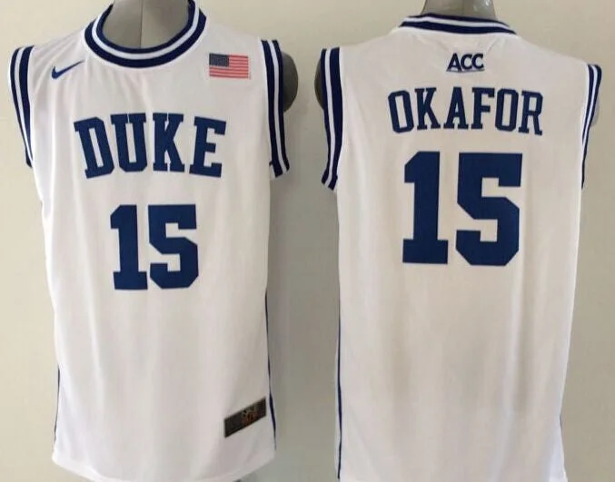 Basketball Jersey For Warm Weather Play-Duke Blue Devils 15 Okafor White College Basketball Jersey