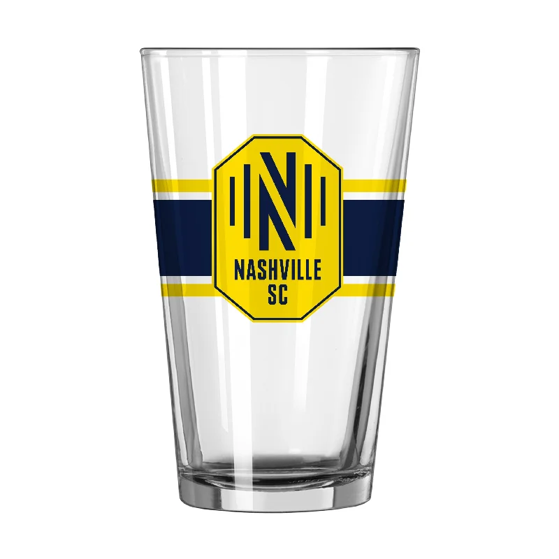 Team Mug With Olympic Rings-Nashville SC 16oz Stripe Pint Glass