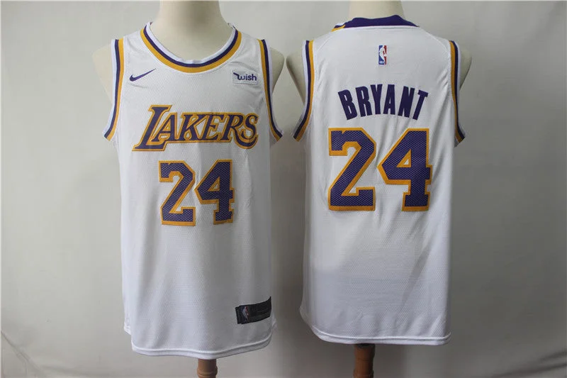 Basketball Jersey With Durable Material-Lakers 24 Kobe Bryant White 2018-19 Swingman Basketball Jersey