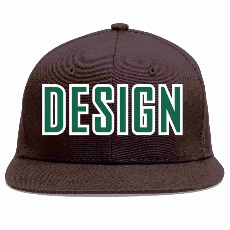 Meme Baseball Cap-Custom Brown Kelly Green-White Flat Eaves Sport Baseball Cap Design for Men/Women/Youth