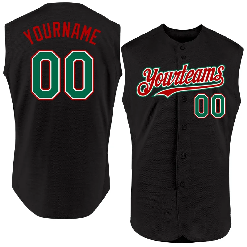 Football Jersey With Fan Edition-Basketball Jersey With Retro Player Name-Baseball Jersey With National Flag-Custom Black Kelly Green-Red Authentic Sleeveless Baseball Jersey