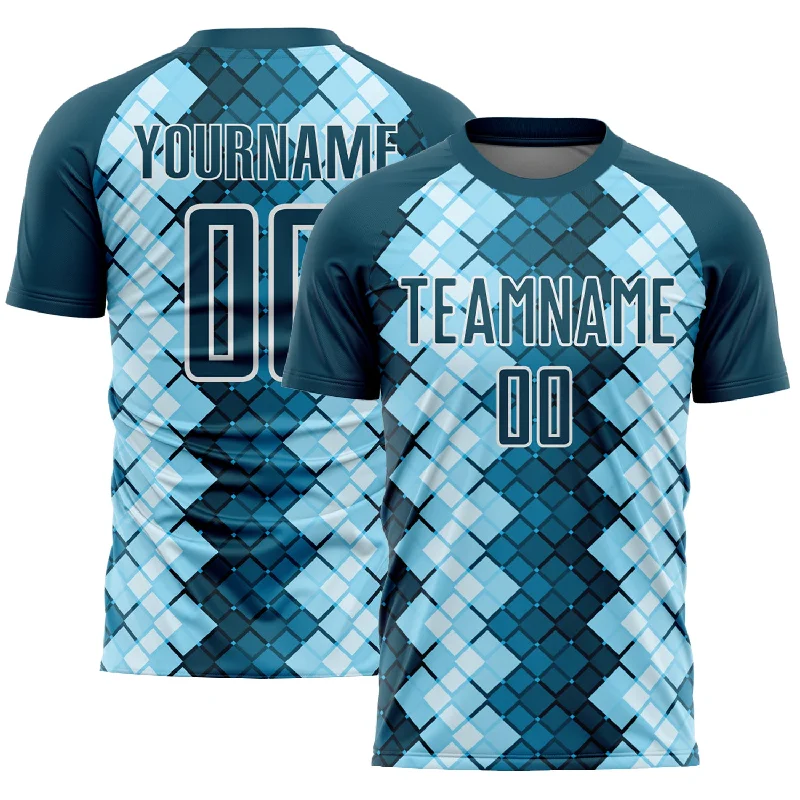 Football Jersey Made In USA-Custom US Navy Blue White Geometric Shapes Sublimation Soccer Uniform Jersey