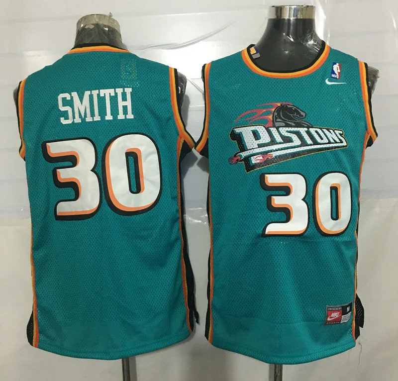 Basketball Jersey For All Types Of Play-Pistons 30 Josh Smith Teal Stitched Basketball Jersey