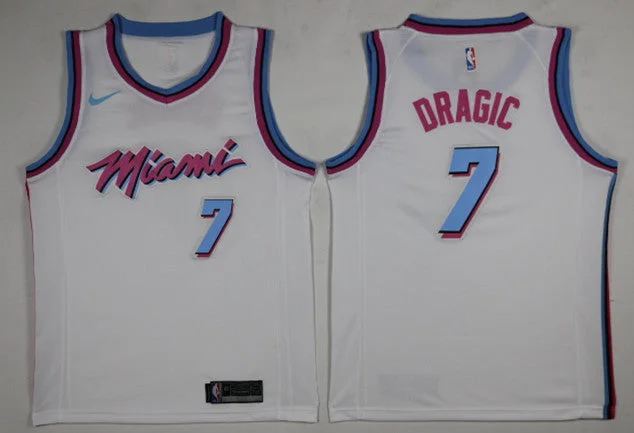 Vintage Basketball Jersey-Heat 7 Goran Dragic White City Edition Swingman Basketball Jersey