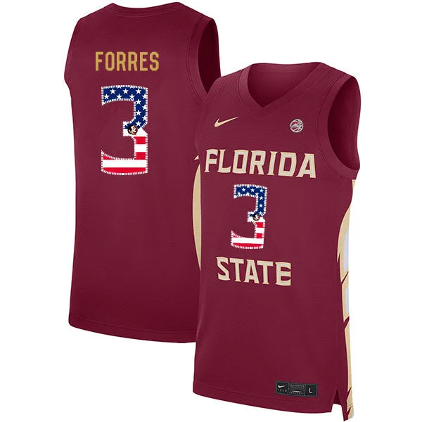 Basketball Jersey For Adult Leagues-Florida State Seminoles 3 Trent Forrest Red USA Flag Basketball College Basketball Jersey