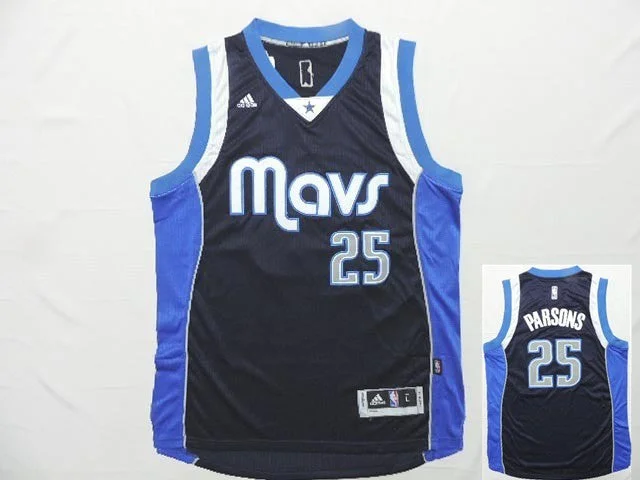 Basketball Jersey For School Teams-Mavericks 25 Parsons Navy Blue New Revolution 30 Basketball Jersey