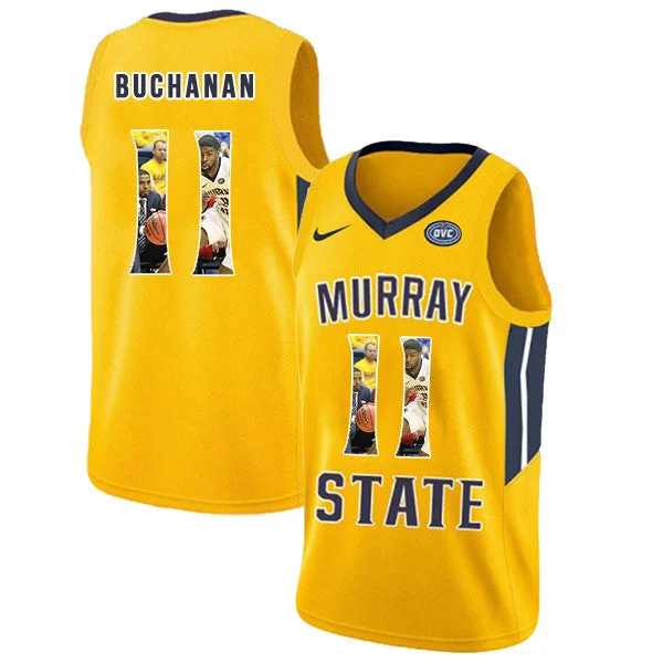 Basketball Jersey With Classic Style-Murray State Racers 11 Shaq Buchanan Yellow Fashion College Basketball Basketball Jersey