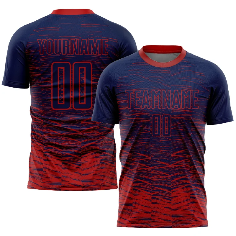 Football Jersey For Competitive Play-Custom Navy Red Sublimation Soccer Uniform Jersey