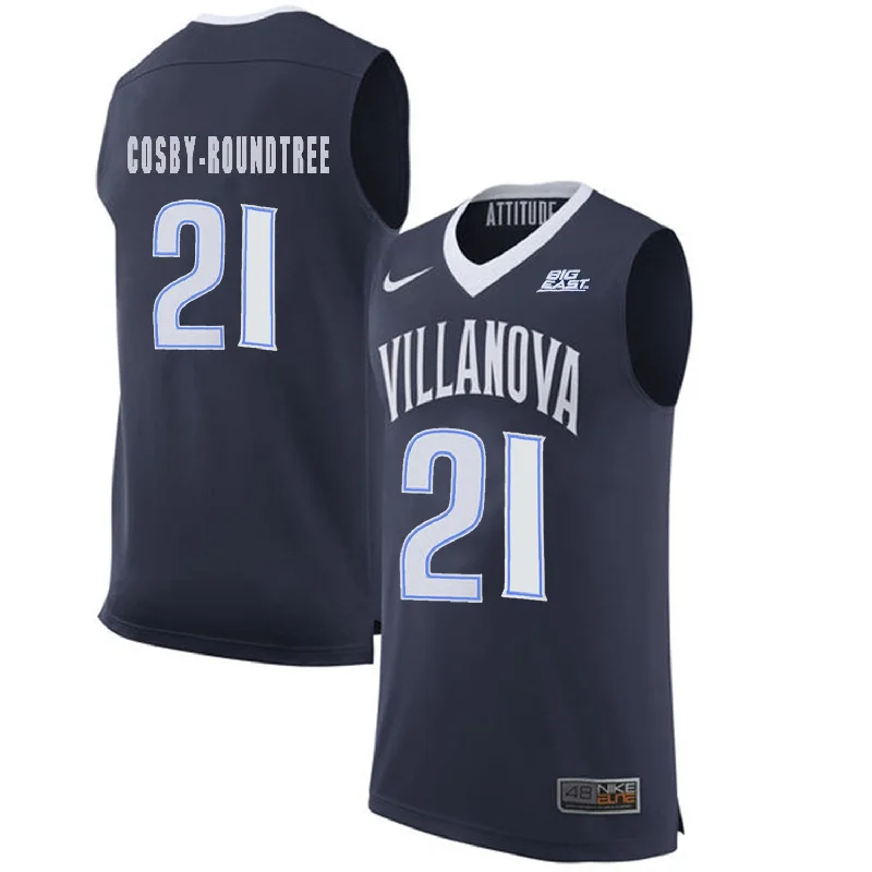 Basketball Jersey With Unique Patterns-Villanova 21 Wildcats Dhamir Cosby-Roundtree Navy College Basketball Elite Basketball Jersey